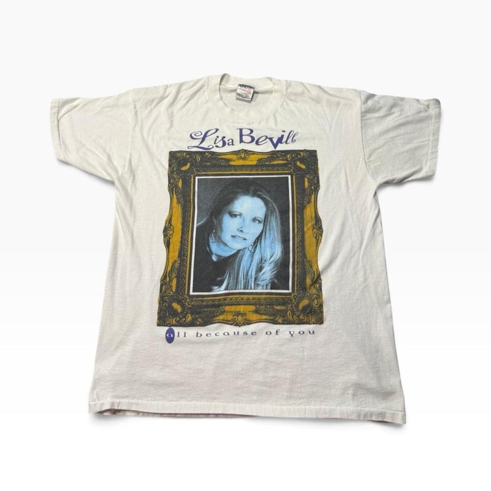 Vintage 90s Lisa Bevere 'All Because of You' tee, Oneita, made in USA, XL